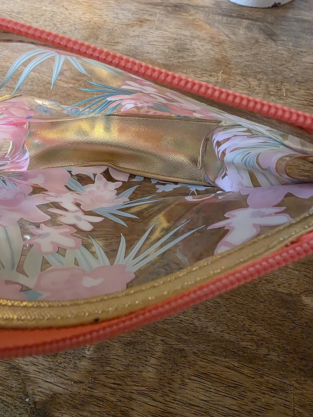 Spartina Floral Clear Pouch with Pink Accents